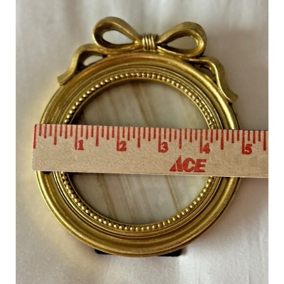 Set 2 Nicole Miller NY Bow Frames Gold Beaded Edge 4 x 6 Portrait 4 x 4 Round - Picture 10 of 11
